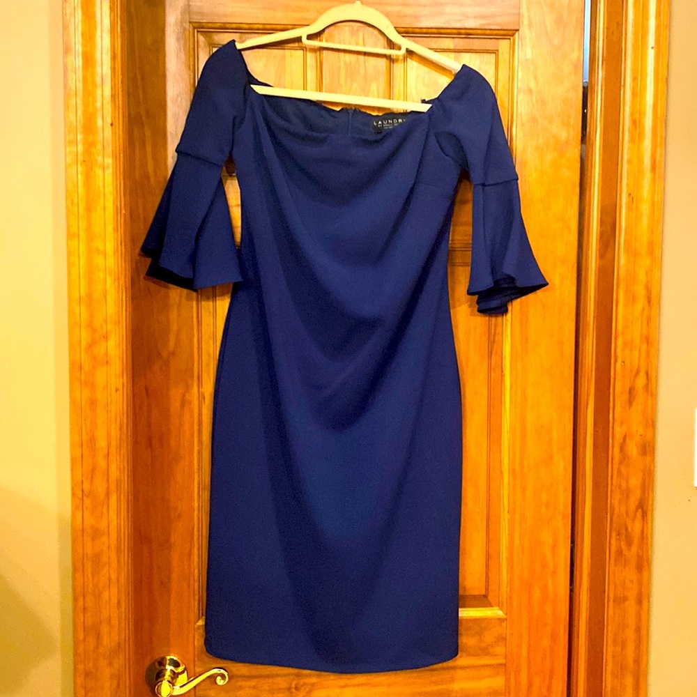 Off the shoulder navy dress
